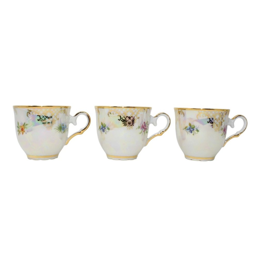 Moritz Zdekauer Czech Republic Iridescent Porcelain Tea Cup And Saucer 12PC Set - Picture 7 of 12